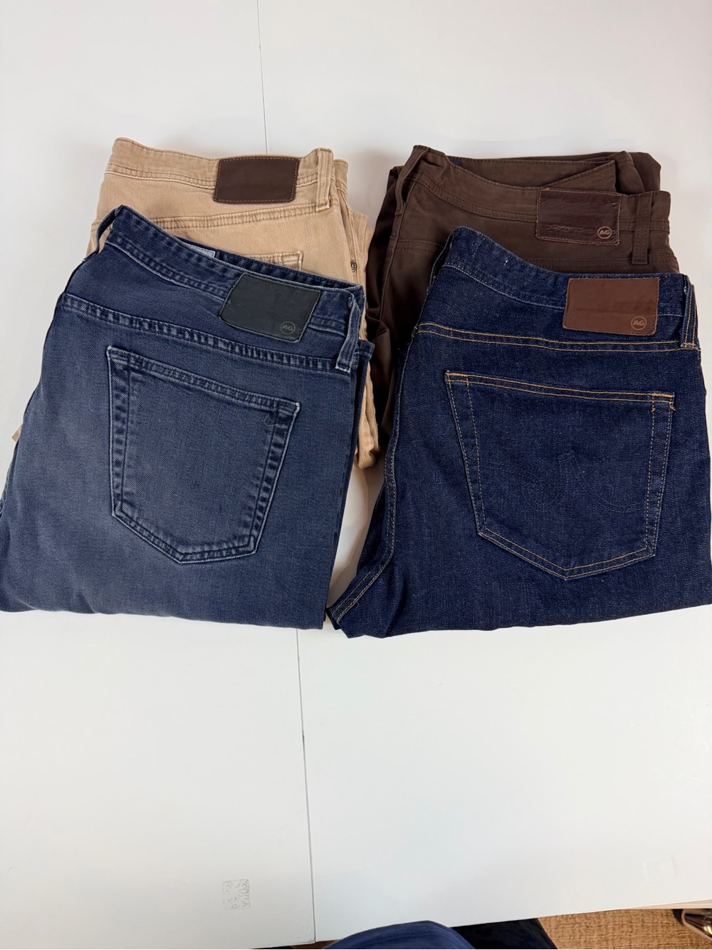 Ag Adriano Goldschmied Men's Pants Bundle - Navy, Dark Blue, Brown, Tan 38x32